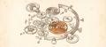 Engraving-style exploded view of a stopwatch mechanism with its gears laid out in order