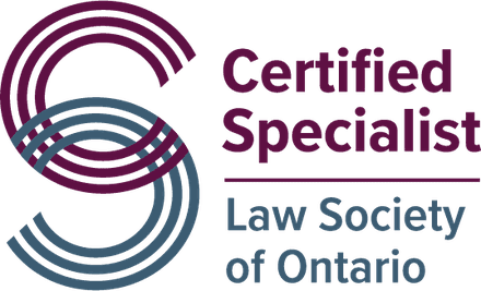 A graphic identifier representing the Certified Specialist program of the Law Society of Ontario. The letters “C” and “S” are intertwined with the words “Certified Specialist” and “Law Society of Ontario” beside them.