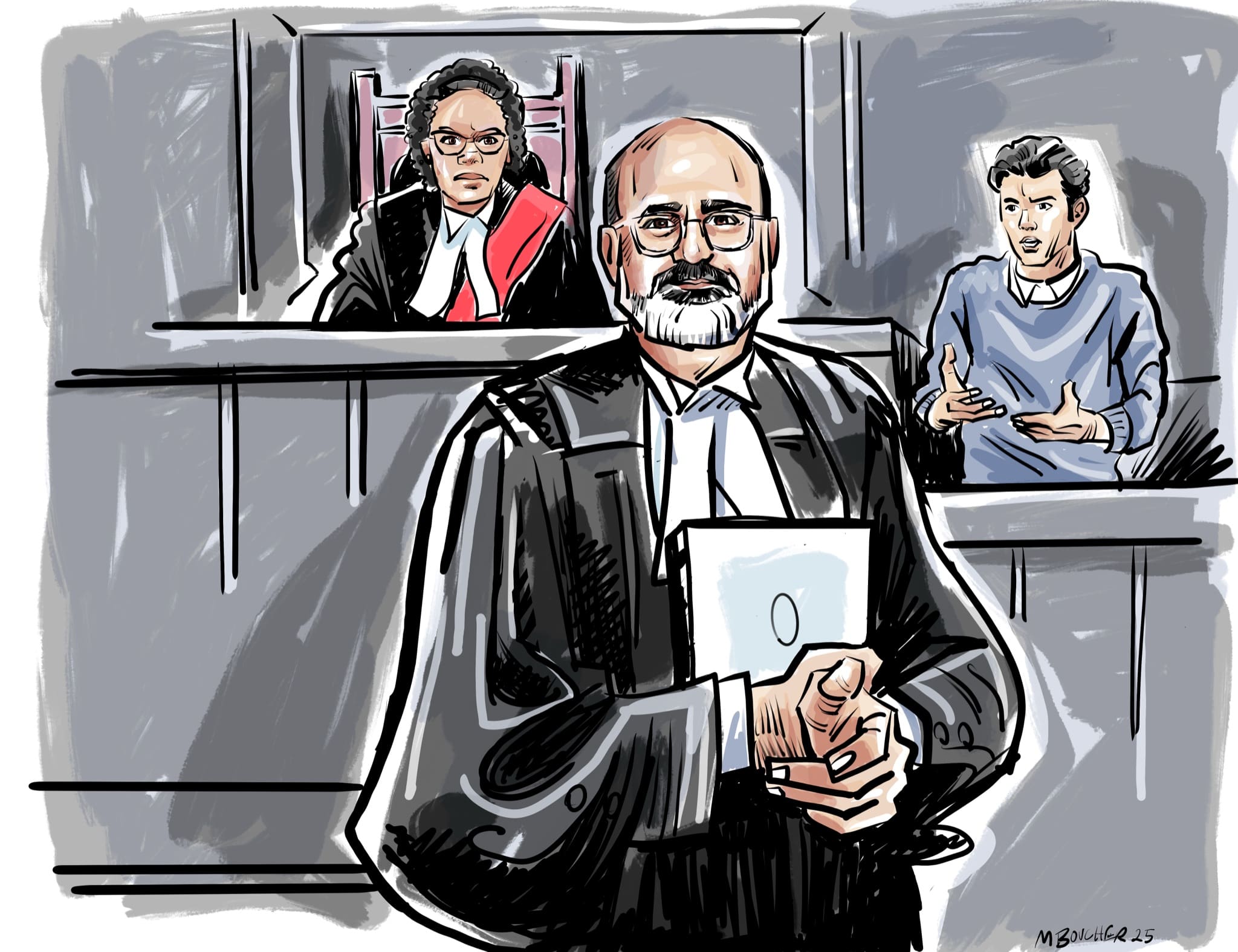 Court sketch of Jason Dos Santos in court