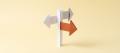 Origami signpost folded from white paper with one burnt-orange arrow, on a pale yellow backdrop, representing the choices after an obstruct police charge