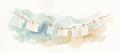 Watercolour of blank cards pinned along a thread like a timeline
